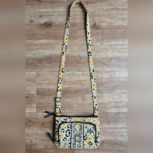 Vera Bradley Go Wild Quilted Floral Leopard Crossbody Bag in Yellow and Cream